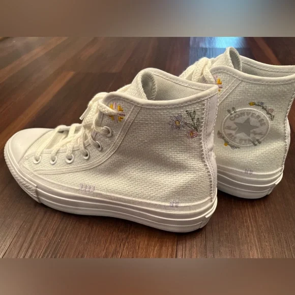 Converse Chuck Taylor All Star Lift Platinum Embroidery on white canvas Size 9 - Picture 5 of 11